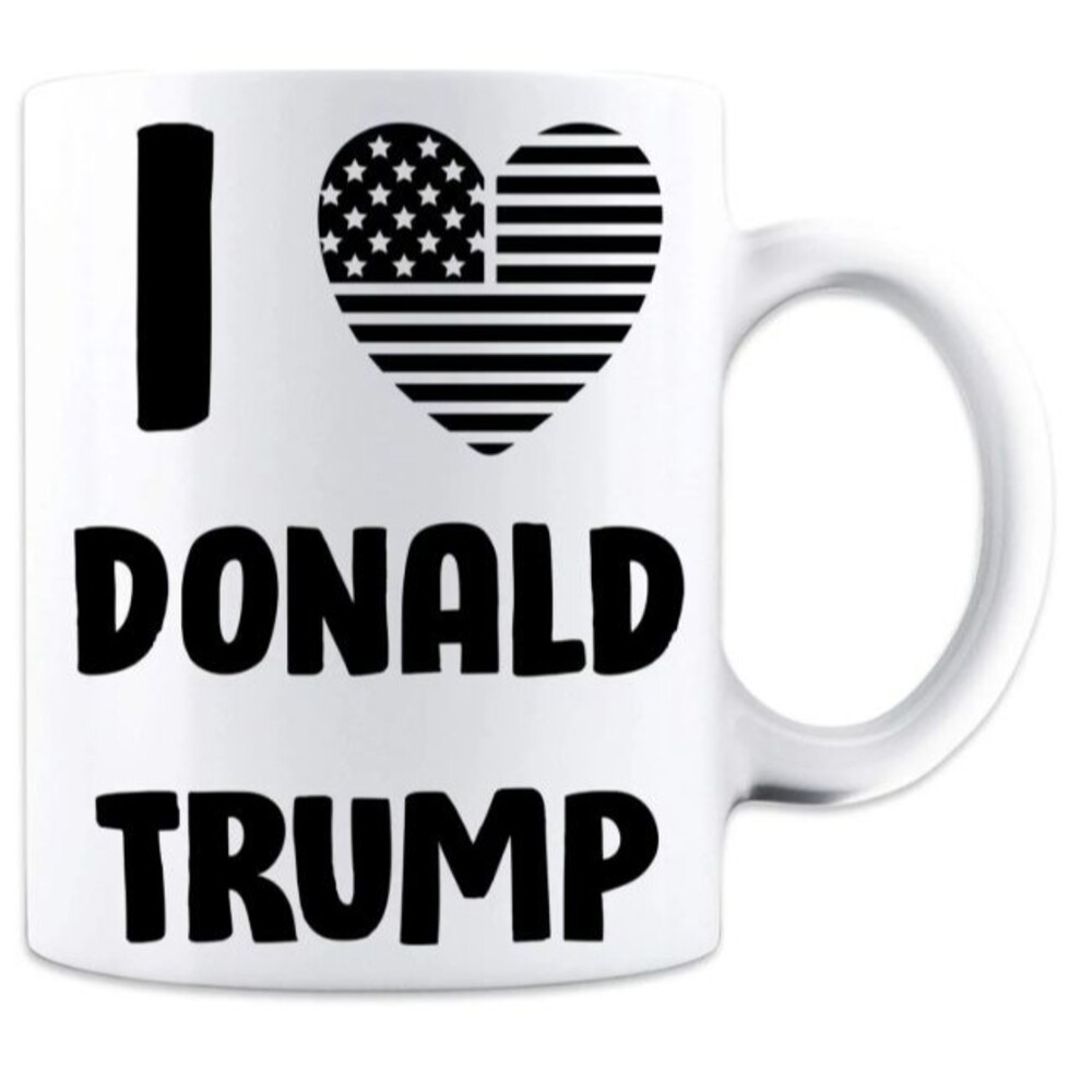 I Love Donald Trump Flag Heart Design Funny Coffee Mug - 11 oz Ceramic Cup